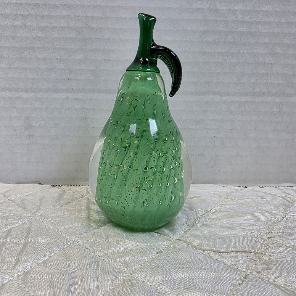 Vintage‎ Lenox Luscious Splendor Art Glass Fruit Pear Paperweight Clear Green